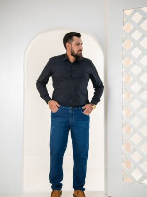 Calça masculina tradicional reta plus size jeans
